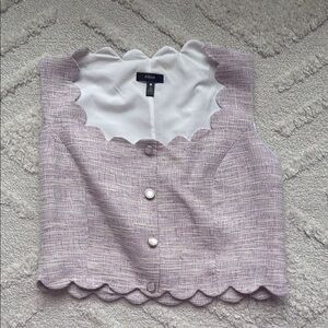 Aqua Lavender Scalloped Button-Down Top